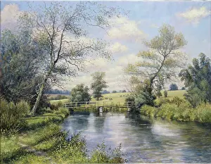 Mervyn: A River Footbridge ' July at Woodbridge