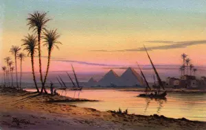 Gizeh: The River Nile and the Pyramids of Giza, Cairo, Egypt