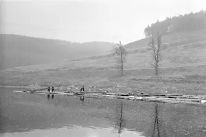 Floated: River raft - log raft - timber transportation