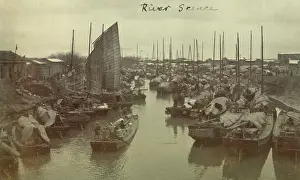 Junks: River scene in China