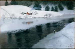 Thaulow: River Simoa, Norway ' snow scene