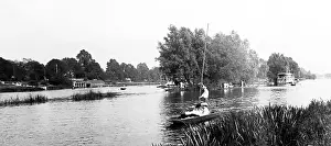 Punting: On the River Thames at Hampton Reach, Victorian period