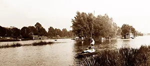 Punting: On the River Thames at Hampton Reach, Victorian period