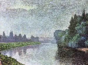 Mottled: River with trees and foliage