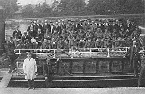 Convalescing: River trip for wounded soldiers, WW1