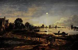 1640: River View by Moonlight, c. 1640-1650, by Aert van der Neer