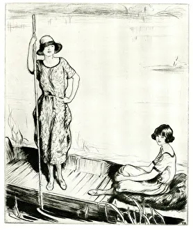 Punt: On the River, two women in a punt