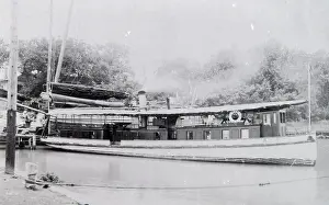 Lifebelt: Riverboat on a river in the Far East