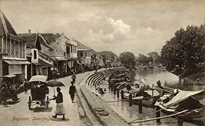 Sampans: Riverside Scene - Pegirian River, Surabaya, Java, Indonesia