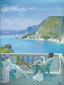 Lavery: On the Riviera ' two people on a balcony