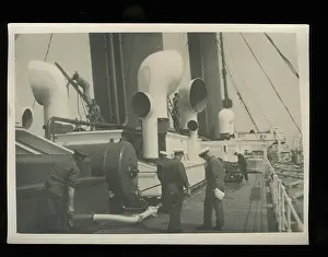 Alcantara: RMS Alcantara, armed merchant cruiser, with crew on deck