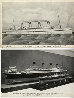 RMS Britannic - two postcards