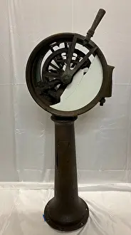 Rostron: RMS Carpathia, salvaged engine order telegraph on base