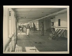 Deckchairs: RMS Kenilworth Castle, people playing deck games