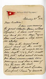 RMS Olympic - on board letter card