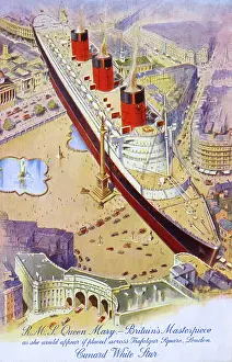 Nelsons: RMS Queen Mary - compared in size to Trafalgar Square