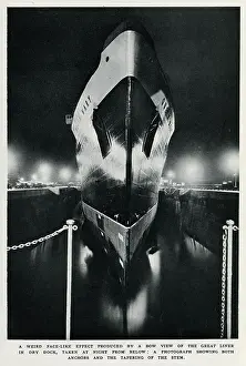 Repainted: R.M.S. Queen Mary in dry dock, Southampton, April 1936