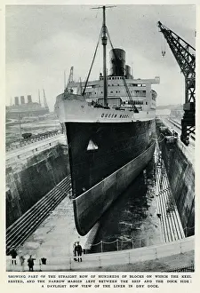 Repainted: R.M.S. Queen Mary in dry dock, Southampton, April 1936