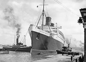 Towed: The RMS Queen Mary reaches Southampton, 1936