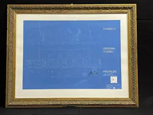Billionaire: RMS Titanic II, blueprint profile design drawing, framed