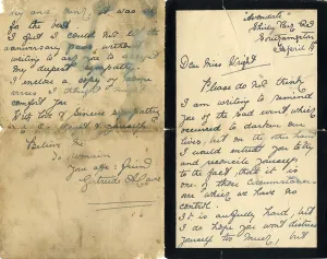 Racquets: RMS Titanic - letter of condolence to Ida Wright