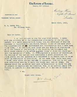 Typewritten: RMS Titanic - letter from W T Stead