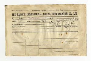 Marconigram: RMS Titanic - Marconigram from Carpathia