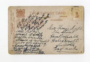 Halesworth: RMS Titanic - postcard from passenger Thomas Mudd
