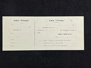 Typed: RMS Titanic, receiptand stub