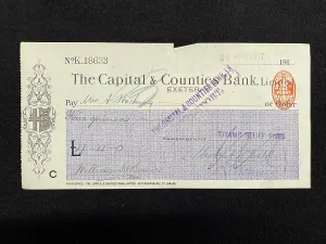 Hocking: RMS Titanic, relief fund cheque, family of Richard Hocking