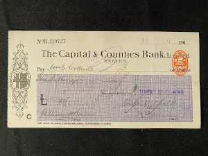 Cotterill: RMS Titanic - Relief Fund cheque, Mrs E Cotterill