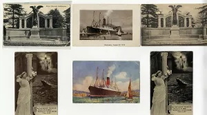 Nearer: RMS Titanic and SS Carpathia, six postcards