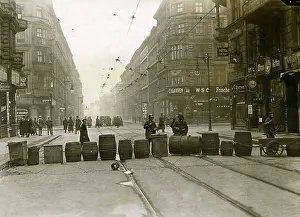 Especially: Road blockade to the Andreasstrasse in Berlin, 1919