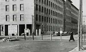 Isolationism: Roadblock on the sector border in Berlin / WilhelmstraYe