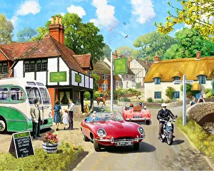 The Kevin Walsh Nostalgia Collection: Roadside Refreshments, E Type Jaguar, MGA