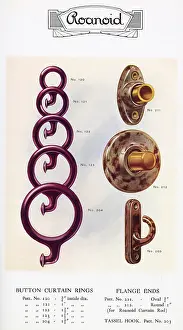Tassel: Roanoid bakelite curtain rings, flange ends and tassel hook