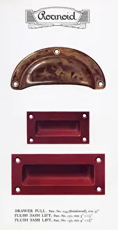 Fittings: Roanoid bakelite drawer pull and sash window lifts