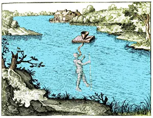 Contained: Robert Fludd, Underwater Breathing Apparatus, 1600s