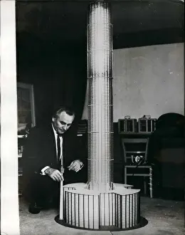 8000: Robert Gabriel, German architect, Berlin, with model of towe