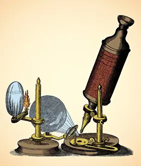 Diagram: Robert Hooke Microscope, 17th Century