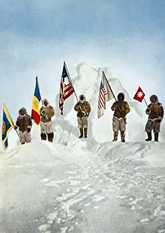 Peary: Robert Peary's Expedition holds five flags ?