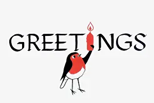 Completing: Robin with Candle for I in the word Greetings