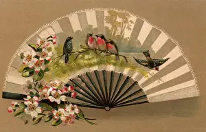 Robins: Robin, Fan and Flowers
