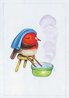 Bliss: Robin with its Feet in a Mustard Bath
