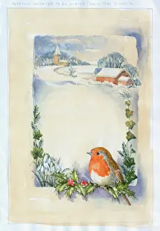 Sprigs: Robin with Holly, Ivy and Snowdrops