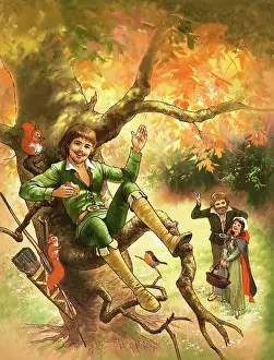 Robin Hood resting in a tree