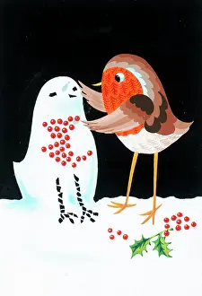 Snowmen: Robin making a Snow Robin