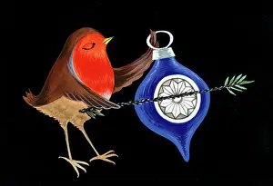 Baubles: Robin Playing Christmas Bauble as a Cello