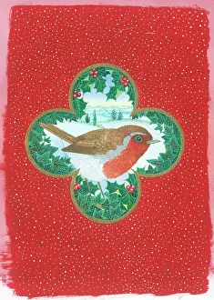 Quatrefoil: Robin in Quatrefoil with red surround