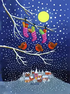 Jane Gordon Clark: Robins and Christmas Stockings